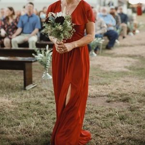Maroon Azazie bridesmaid dress